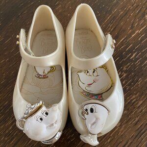 Mini Melissa Shoes Disney Beauty and the Beast Ballet Flats Mary Jane Size 6